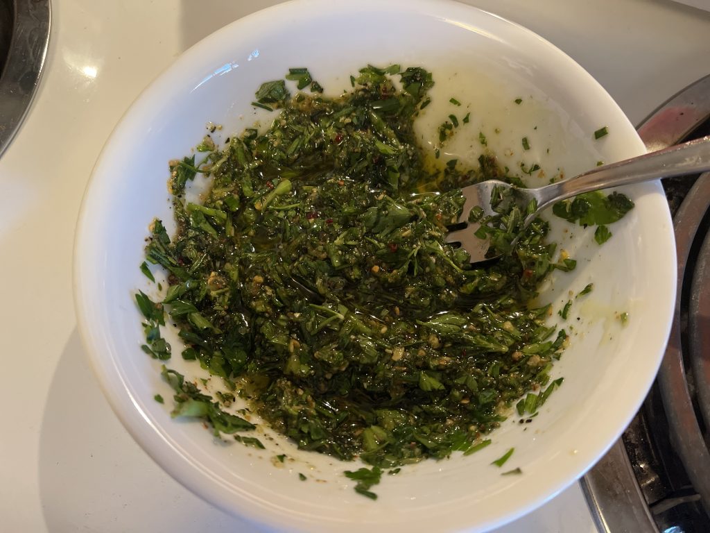 Herbs mixed in oil
